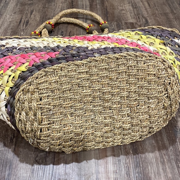 Large Sun N Sand Straw Bag Tote - Picture 4 of 12